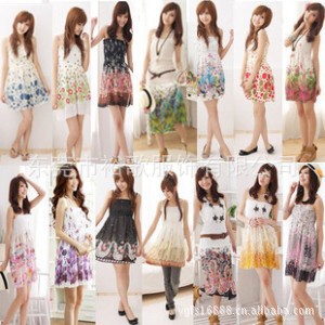 时尚波西米亚吊带大花裙