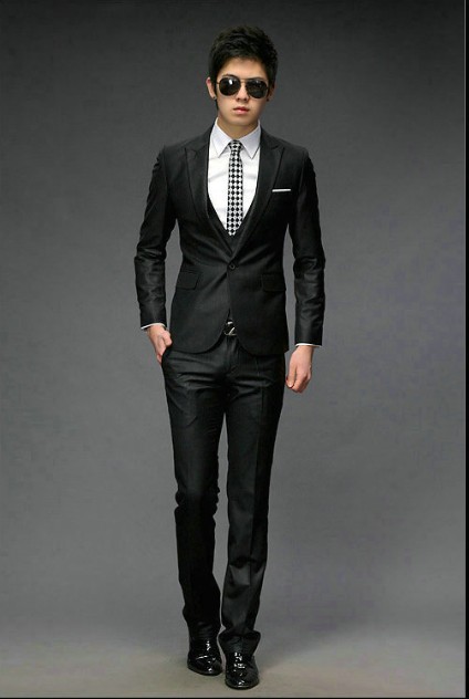 西装套装 男装外套男士西服套装商务黑色修身韩版品牌男装