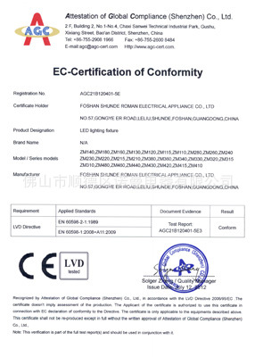 LED支架CE Certificate