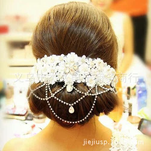韩式发饰头饰批发 水钻珍珠五瓣花韩国新娘饰