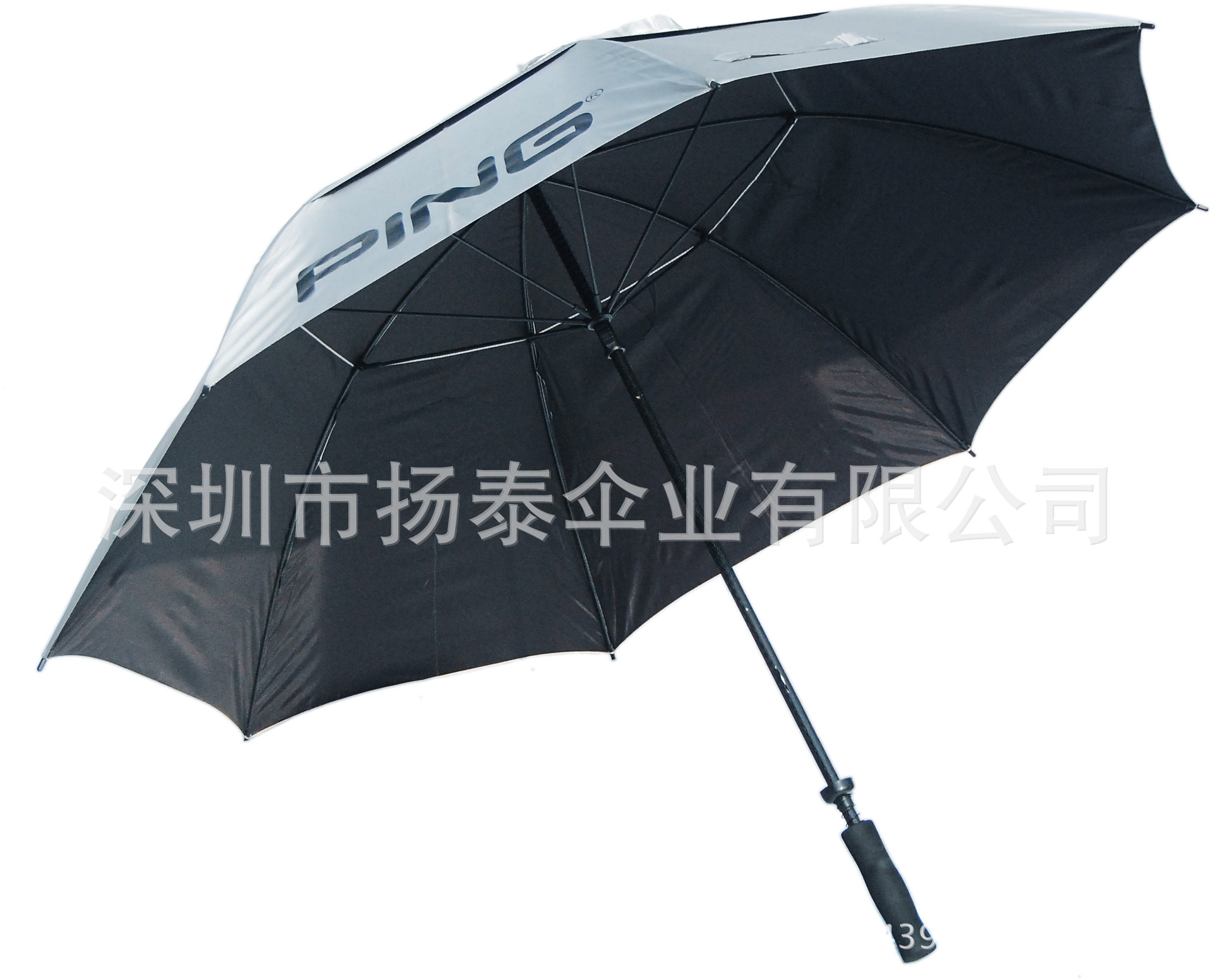 30寸8K双层手开银胶布防风高尔夫伞 (1)