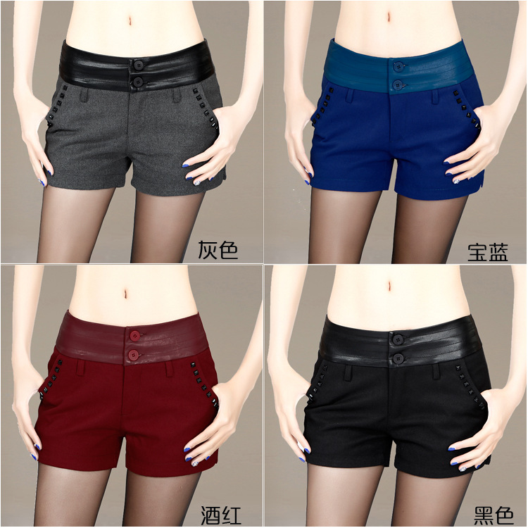 冬季新款 女式直筒<em>短裤</em>韩版潮<em>呢子短裤</em>女加厚
