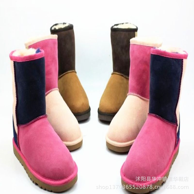 廠價直銷 冬季女式 雪靴批發 保暖靴子 棉靴 UGG5825 中筒拼色工廠,批發,進口,代購