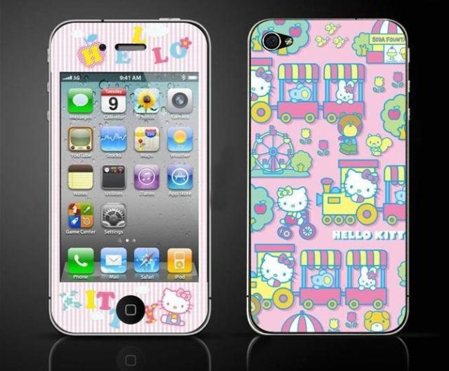 iphone4贴膜 iphone4s苹果手机膜 彩色弦彩贴膜