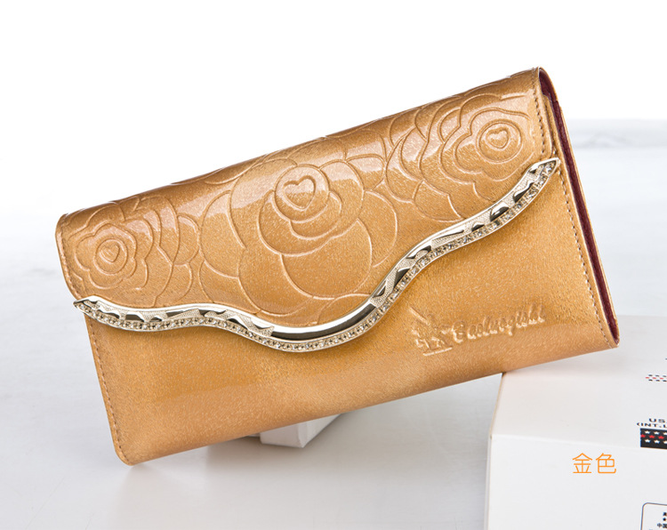 <em>钱包</em>、钥匙包-<em>保罗骑士女钱包</em> 玫瑰纹牛皮三折