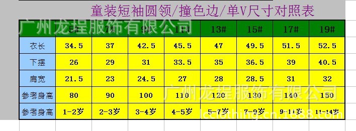 童裝尺碼表