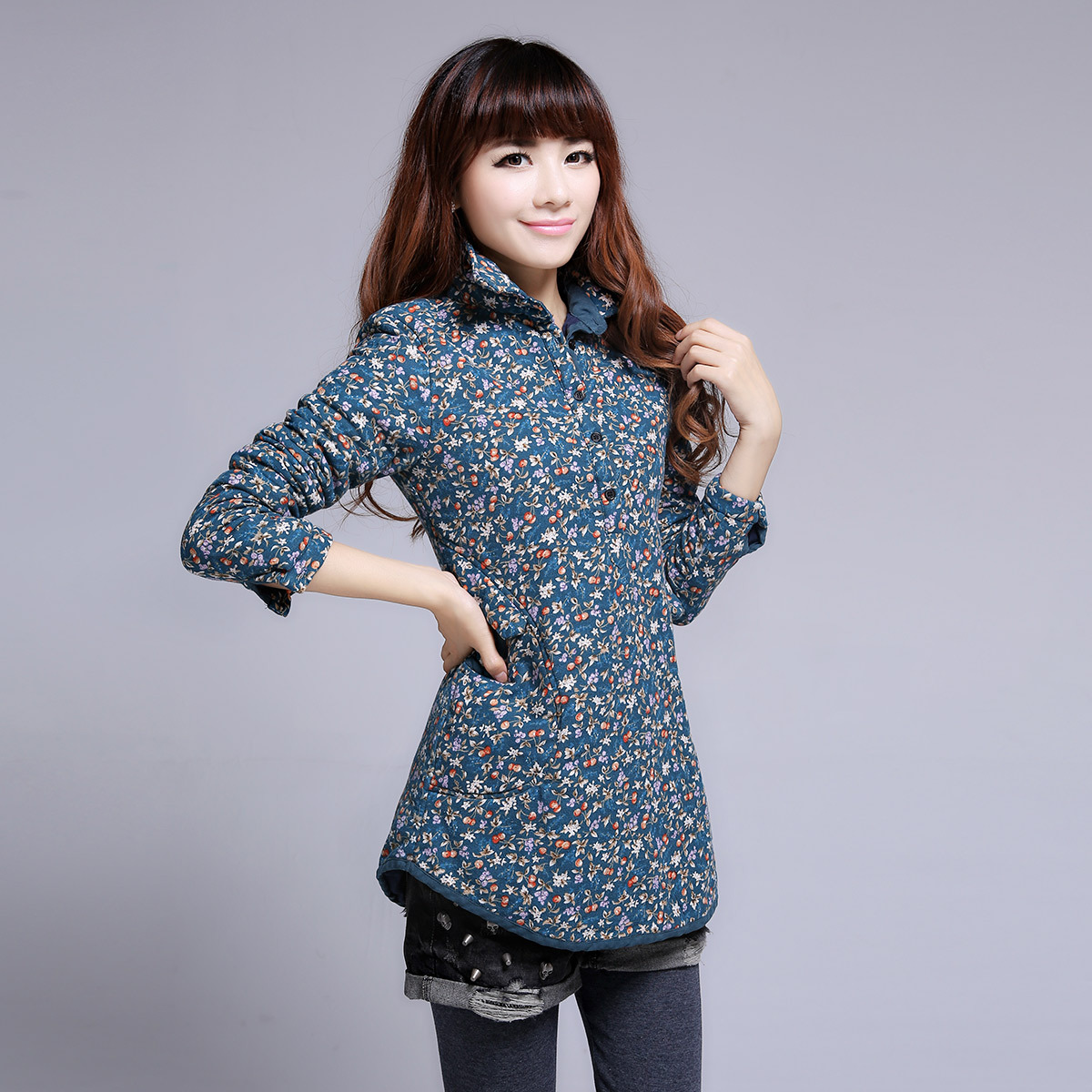 冬装新品韩版女士衬衫<em>女装网店一件代发</em>批发Y