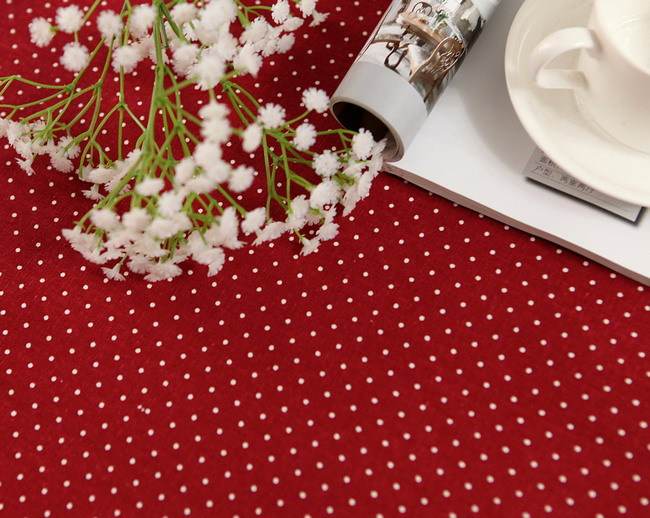 供应 棉麻 红底白点 桌布靠垫抱枕图片,供应 棉