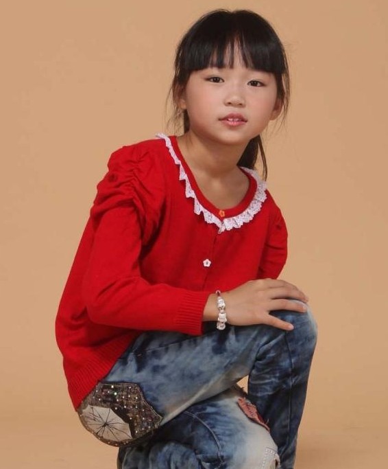 2013新款童装 女童羊绒<em>开衫小女孩</em>花领蕾丝花