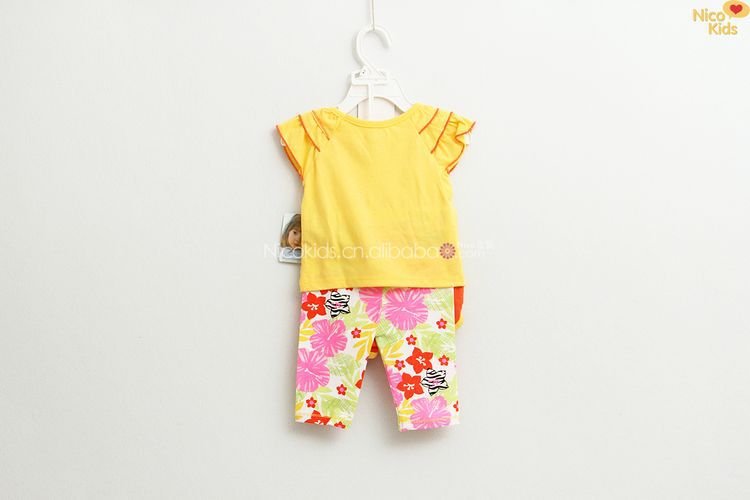 【韩版童装 婴幼儿荷叶袖字母<em>短裤长裤</em>短袖三