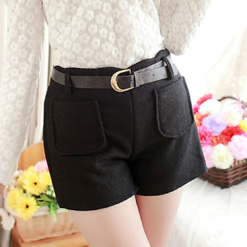 2013<em>秋冬</em>新款女装<em>高腰</em>韩版<em>毛呢短裤女秋冬</em>显