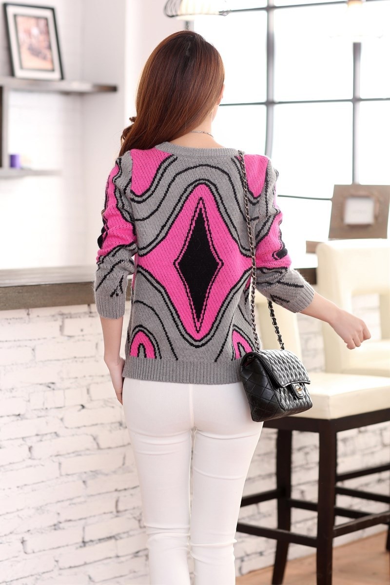 批发采购女式针织衫-2014春季新款短版斑马线