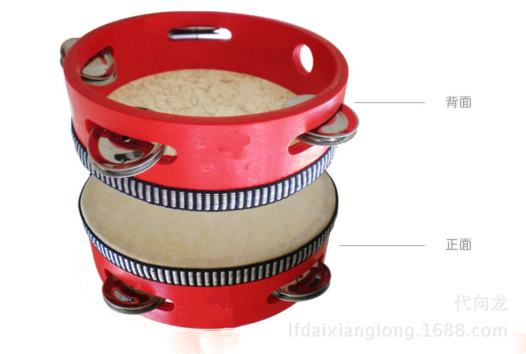 婴幼儿教具-特价 红铃鼓红手鼓 奥尔夫早教打击