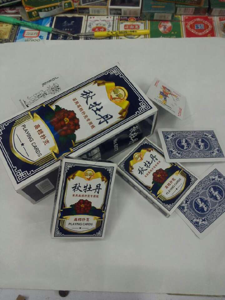 正品秋牡丹扑克牌特供酒店超市采用高等蓝芯纸做中国好牌