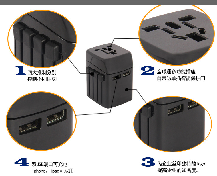 人形旅行插头 电源转换充电器 电池低压充电器 创意礼品 多功能充电器 旅行转换插头 户外插座 N4