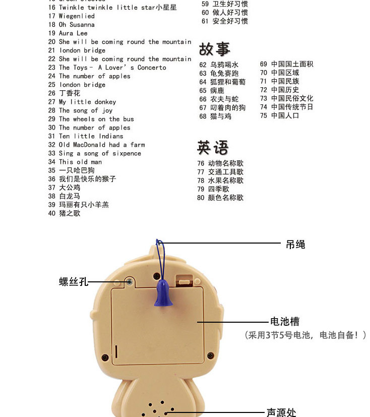 婴幼儿教具-水果猪麦兜故事机 80个故事英语诗