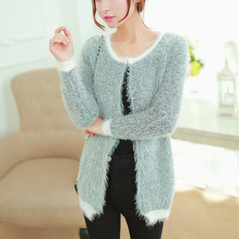 2014春秋新款韩版修身针织毛衣<em>打底开衫</em>外套