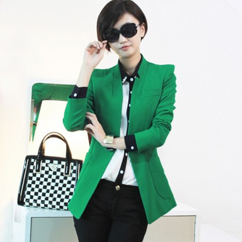 2014<em>春装</em> 新款<em>女装</em>中<em>长款</em> 西服<em>外套</em>修身长袖耸