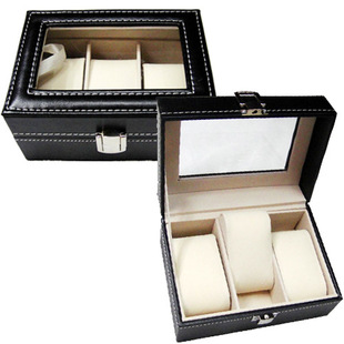 高档皮革3位手表盒 腕表收纳盒 手表收纳盒 手表包装盒 首饰盒