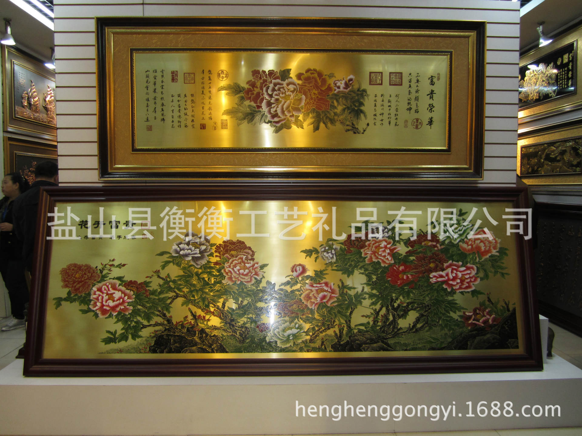 铜板画花开富贵|纯铜铜板工艺礼品壁画|家居背景墙装饰壁画