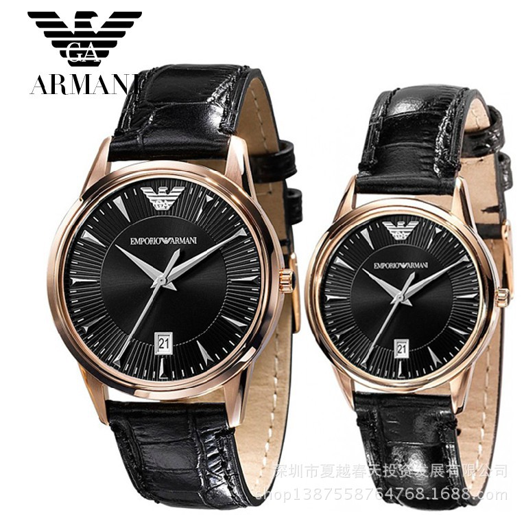 厂家批发 阿玛尼手表 黑色情侣手表 男表AR24