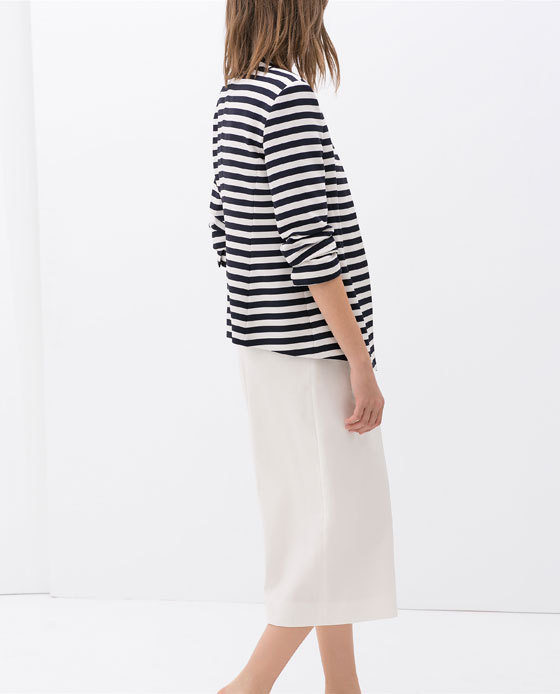 批发采购小西装-L56-255 zara新款条纹七分袖