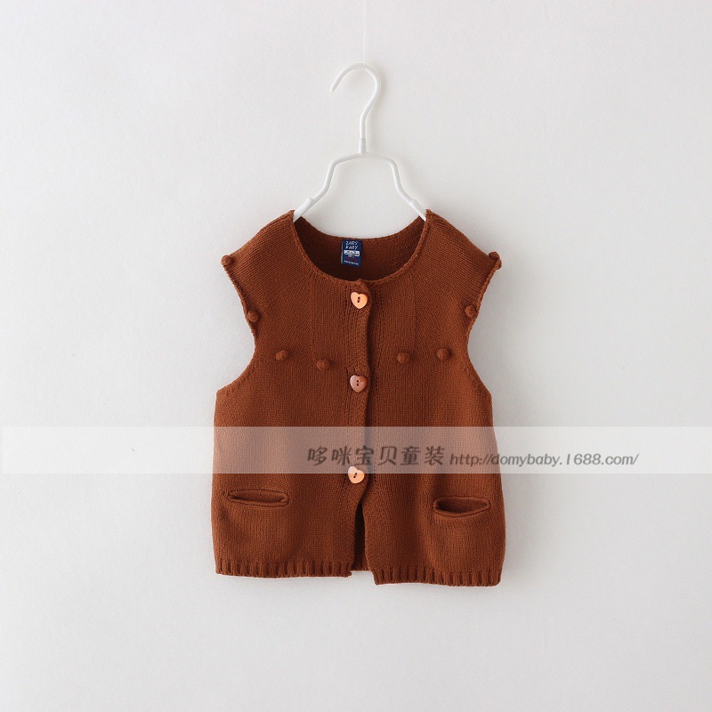 童<em>针织</em>衫-新款秋装 <em>儿童</em>时尚<em>针织马甲</em> 爱心扣圆