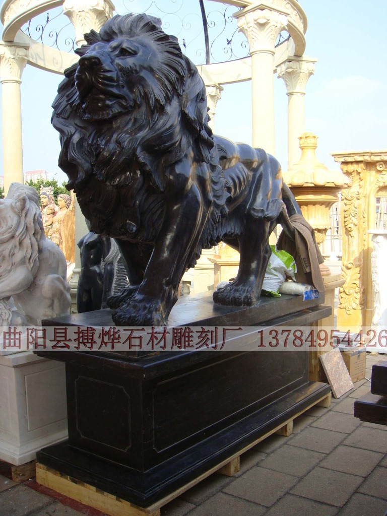 供应现货汉白玉石雕狮子欧式石狮子大理石雕刻狮子镇宅风水石狮子