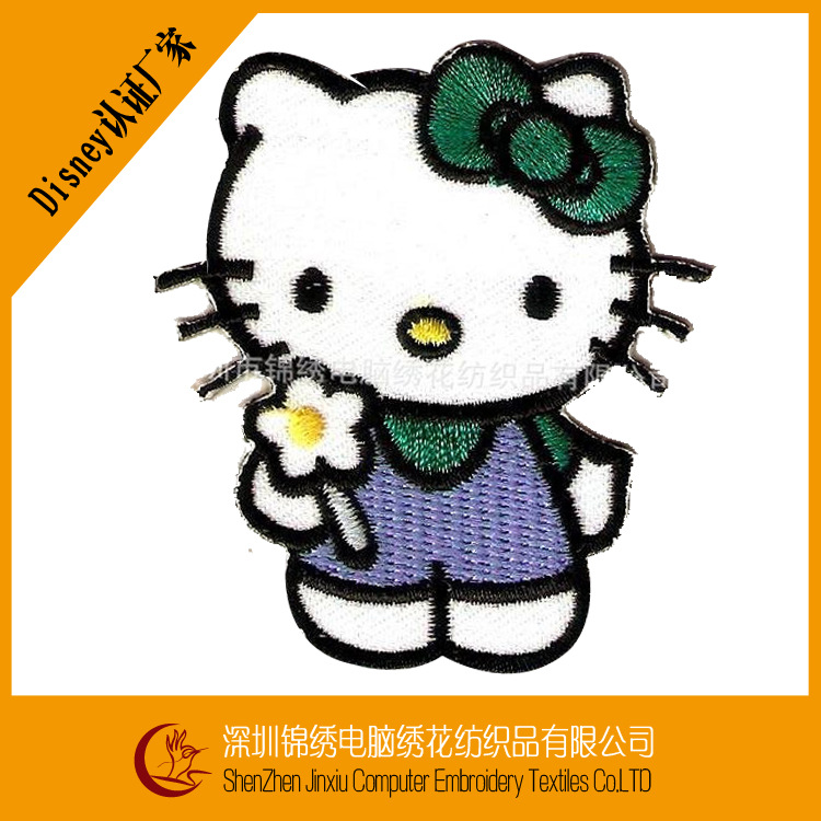 kitty猫咪补丁绣花标,小花猫刺绣章仔,卡通小猫刺绣徽章布贴