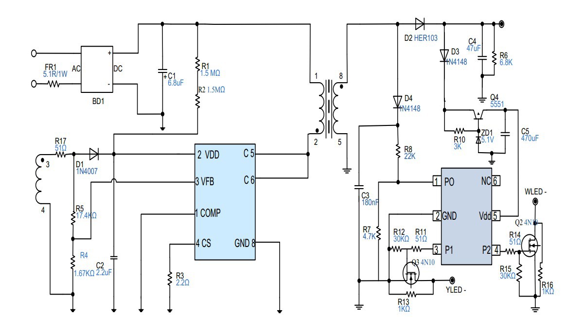 集成电路(IC)-低成本BYD调色温方案BF1004\/B