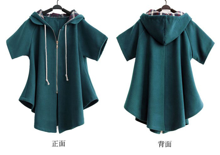 【2014新款<em>大码</em>特色格子撞色帽子<em>拉链</em>开襟斗