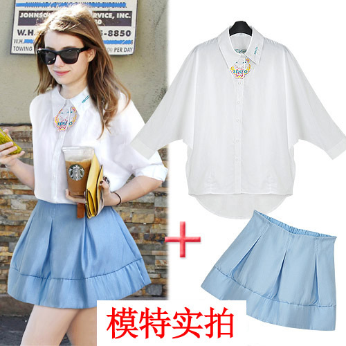 欧美<em>女装</em>批发 <em>2014夏季</em>流行款个性蝙蝠袖衬衫