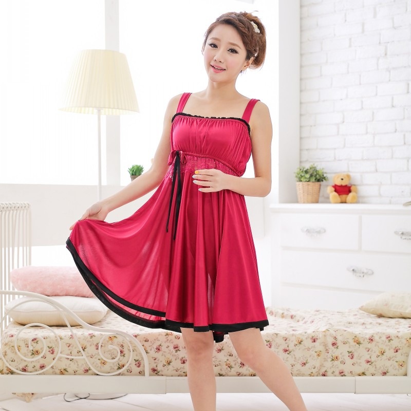 热销爆款春夏女式<em>睡衣</em> 可爱<em>少女</em> <em>冰丝</em>料仿真丝