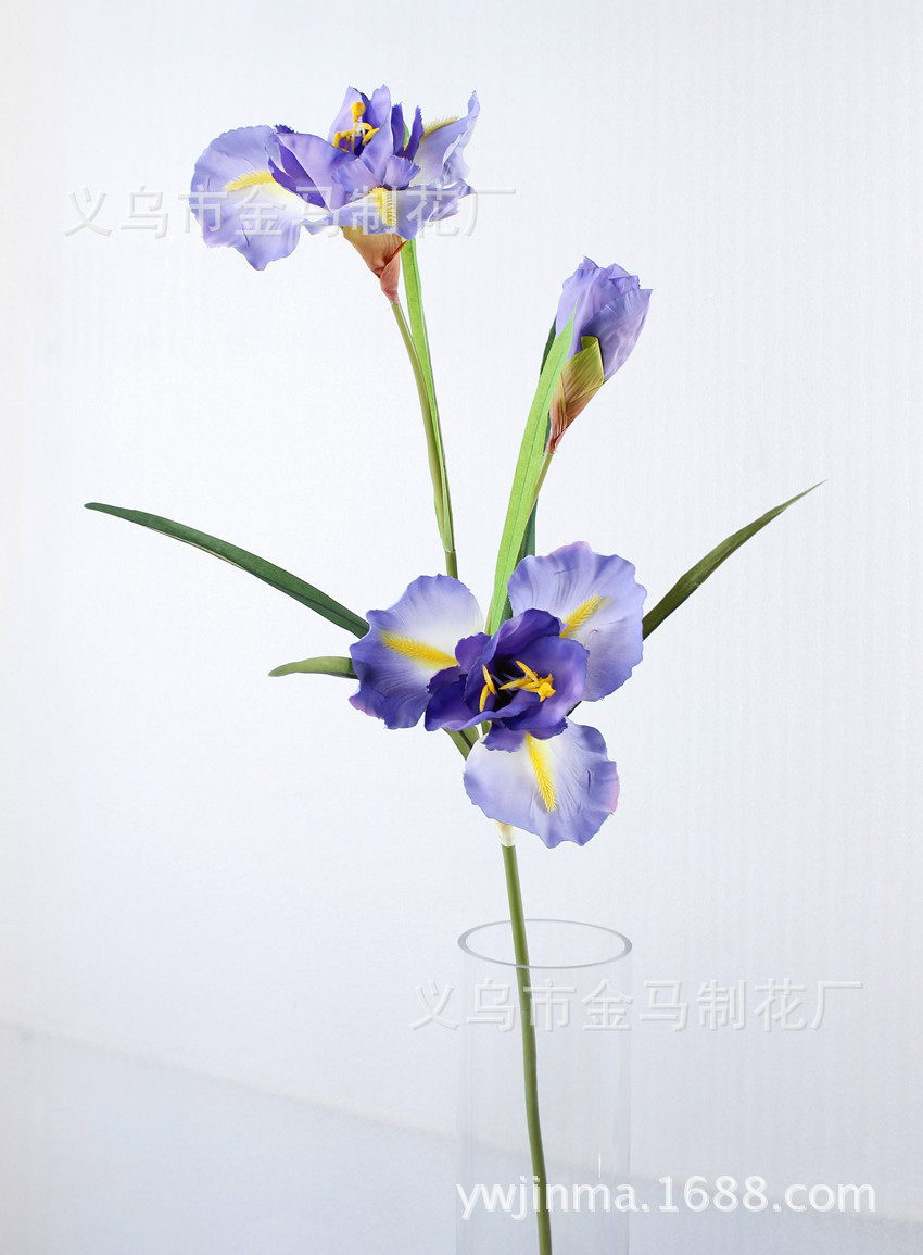 新款 厂家直销三头爱丽丝鸢尾花 仿真花人造花图片_9