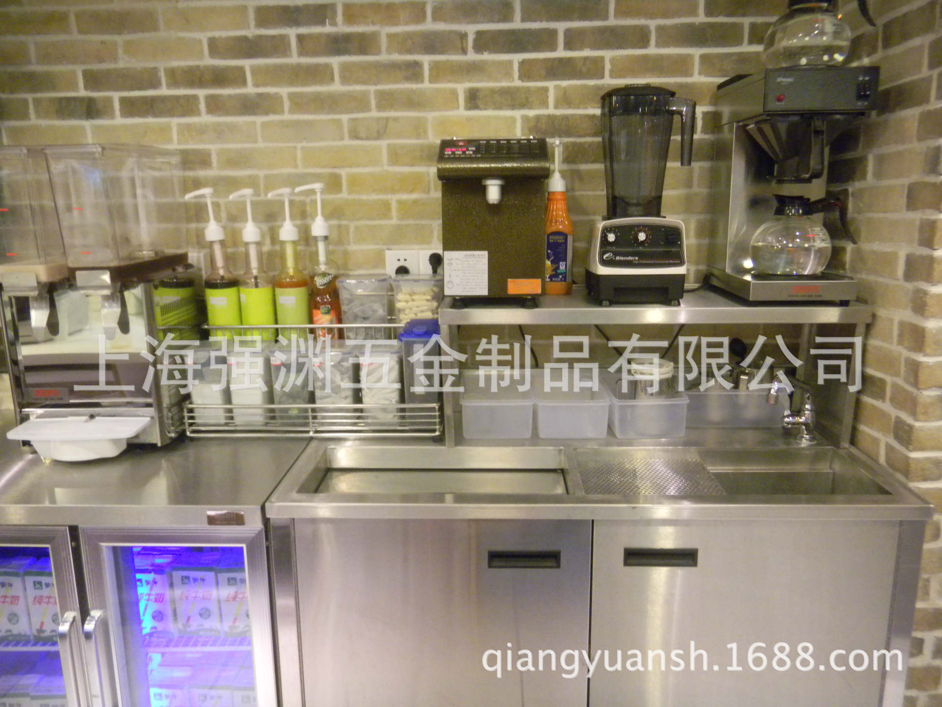 不锈钢吧台设备奶茶工作站雪克工作台咖啡操作台水槽吧台订制