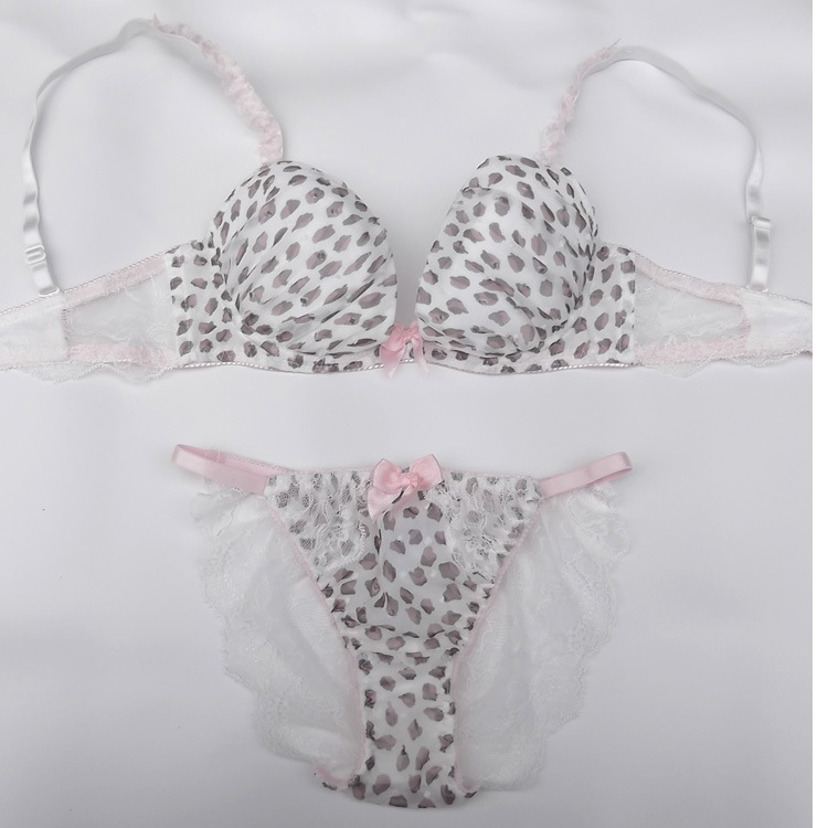 日本原单 性感<em>精致</em>蕾丝豹纹印花<em>文胸</em> 少<em>女士文</em>