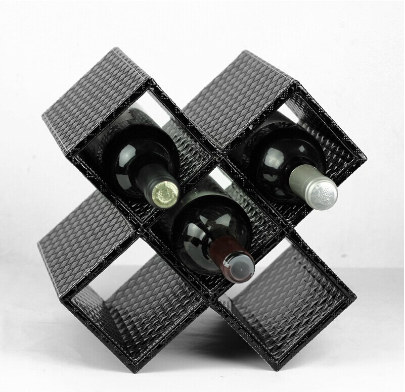 新品上市高档创意皮革八格红酒架 欧式葡萄酒