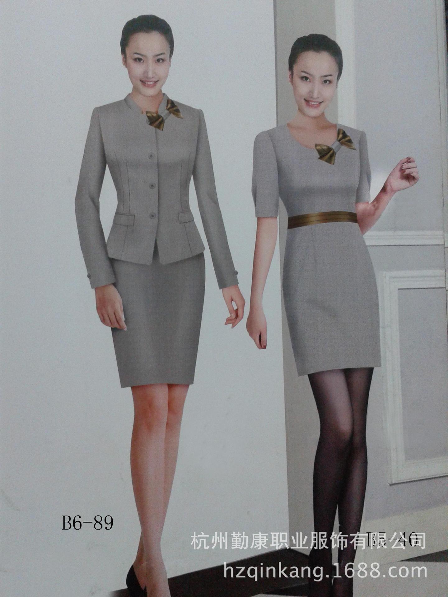 2014新款简约大气灰色<em>配</em>领花<em>女职业</em>装OL行政