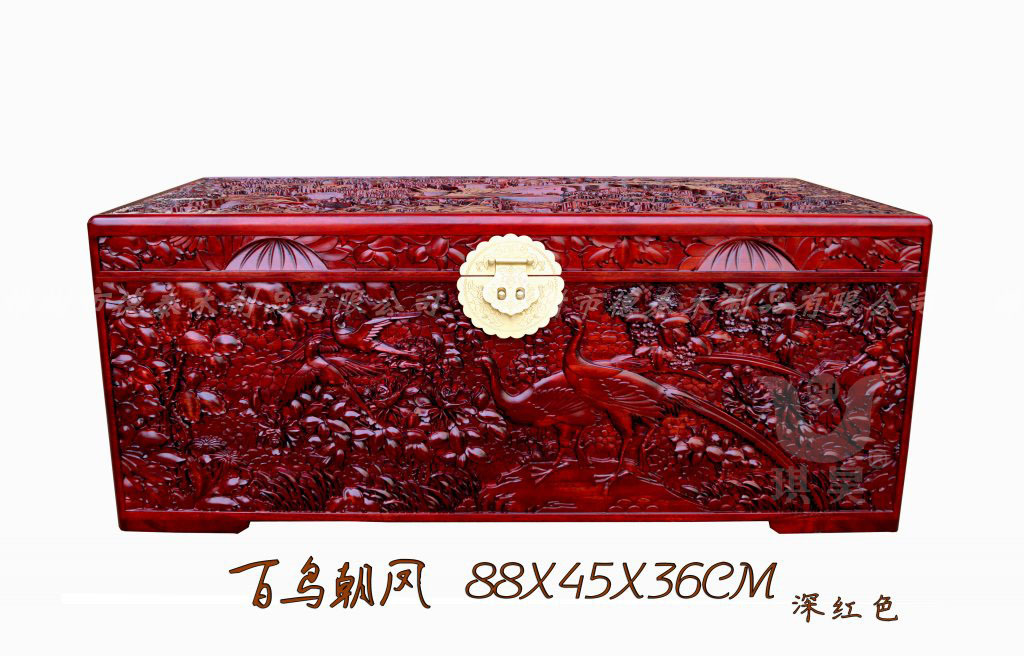 百鸟朝凤 深红色 88x42x36cm  (2)