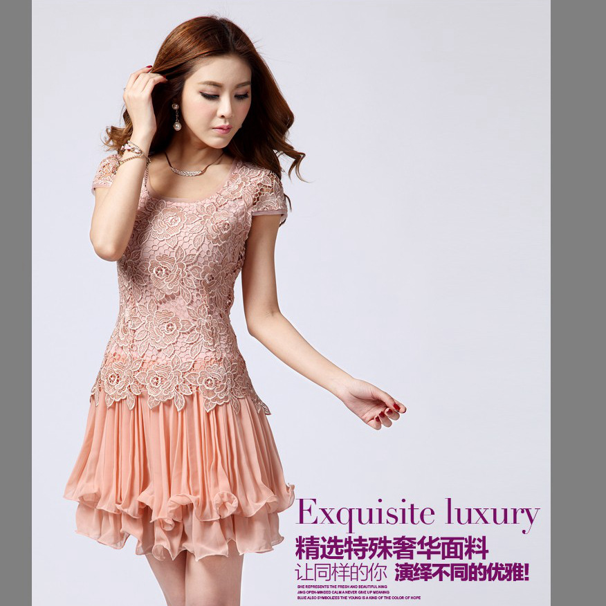 2014<em>新款女装连衣裙夏装</em>短袖雪纺公主裙 <em>图片</em>