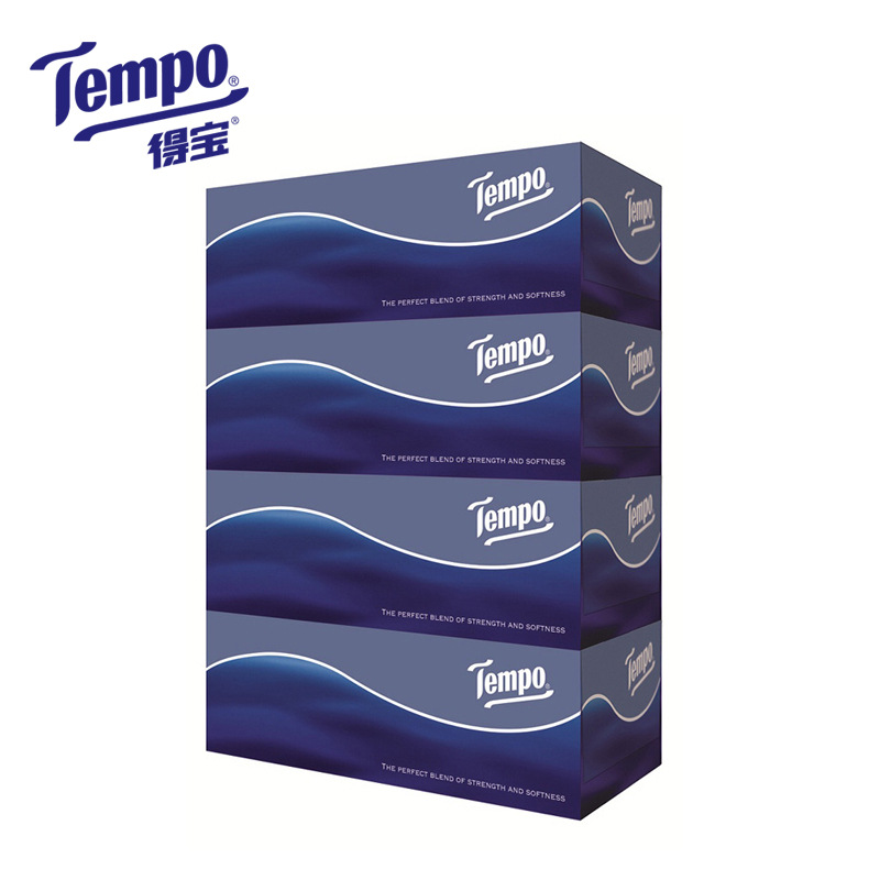 Tempo,得宝,纸巾,天然无味,面巾纸,餐巾纸,硬盒抽纸,4盒x90抽