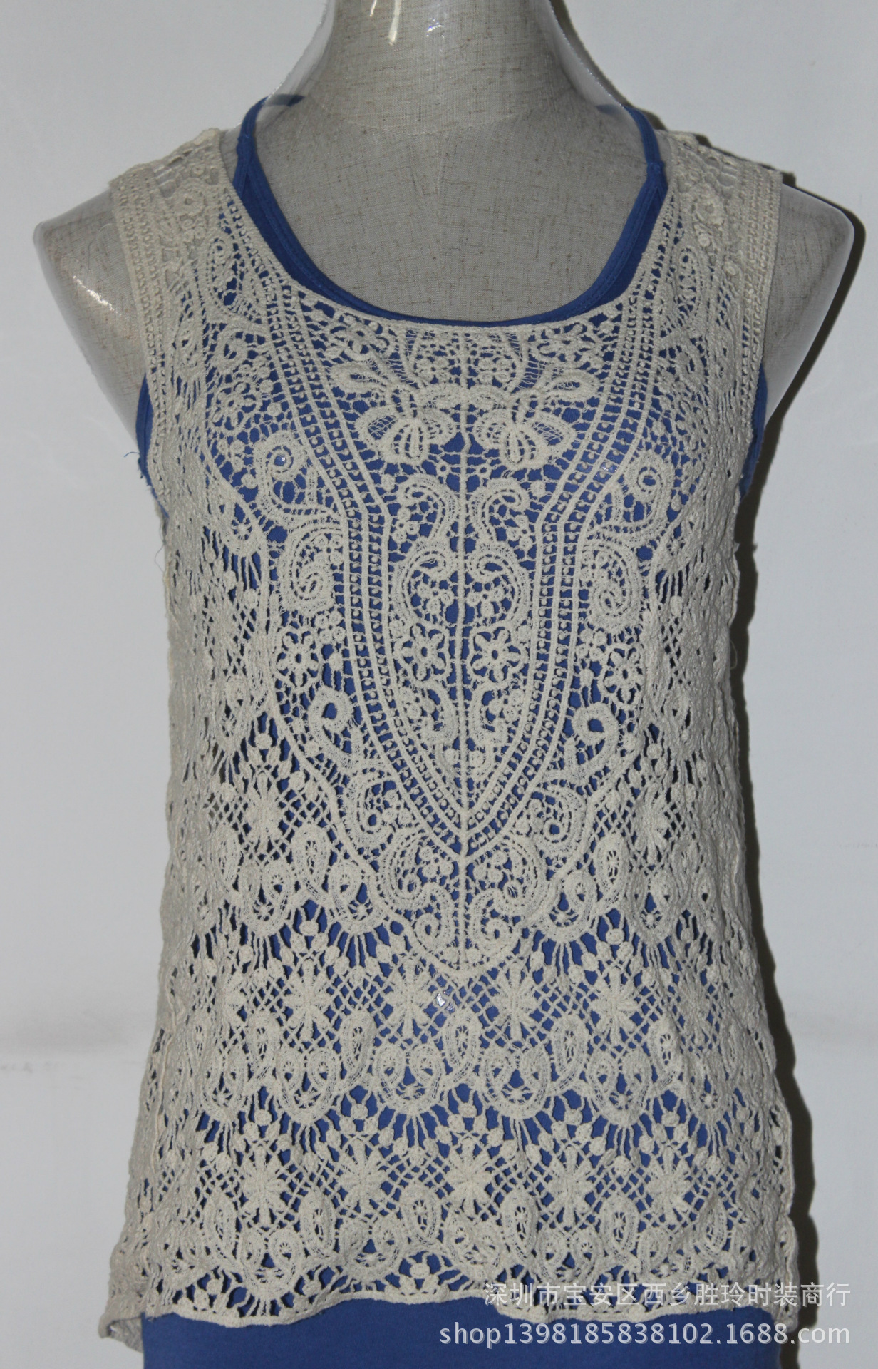 韩版水溶<em>套头马甲</em>/ 棉线花边马甲 图片_高清大