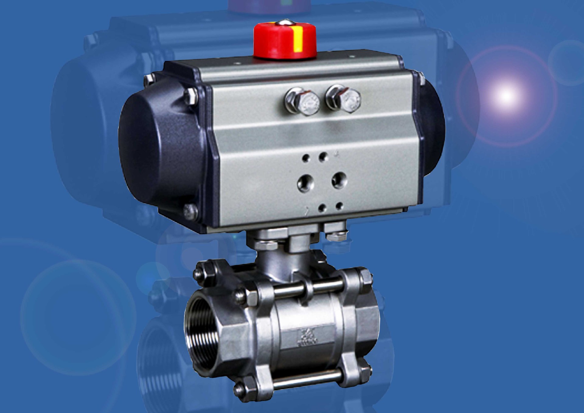 丝扣三片式气动球阀