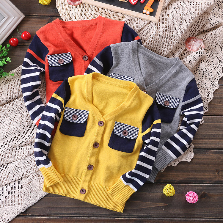 2014春季新款儿童男童<em>口袋</em>纯棉<em>毛衣</em>小童<em>宝宝</em>