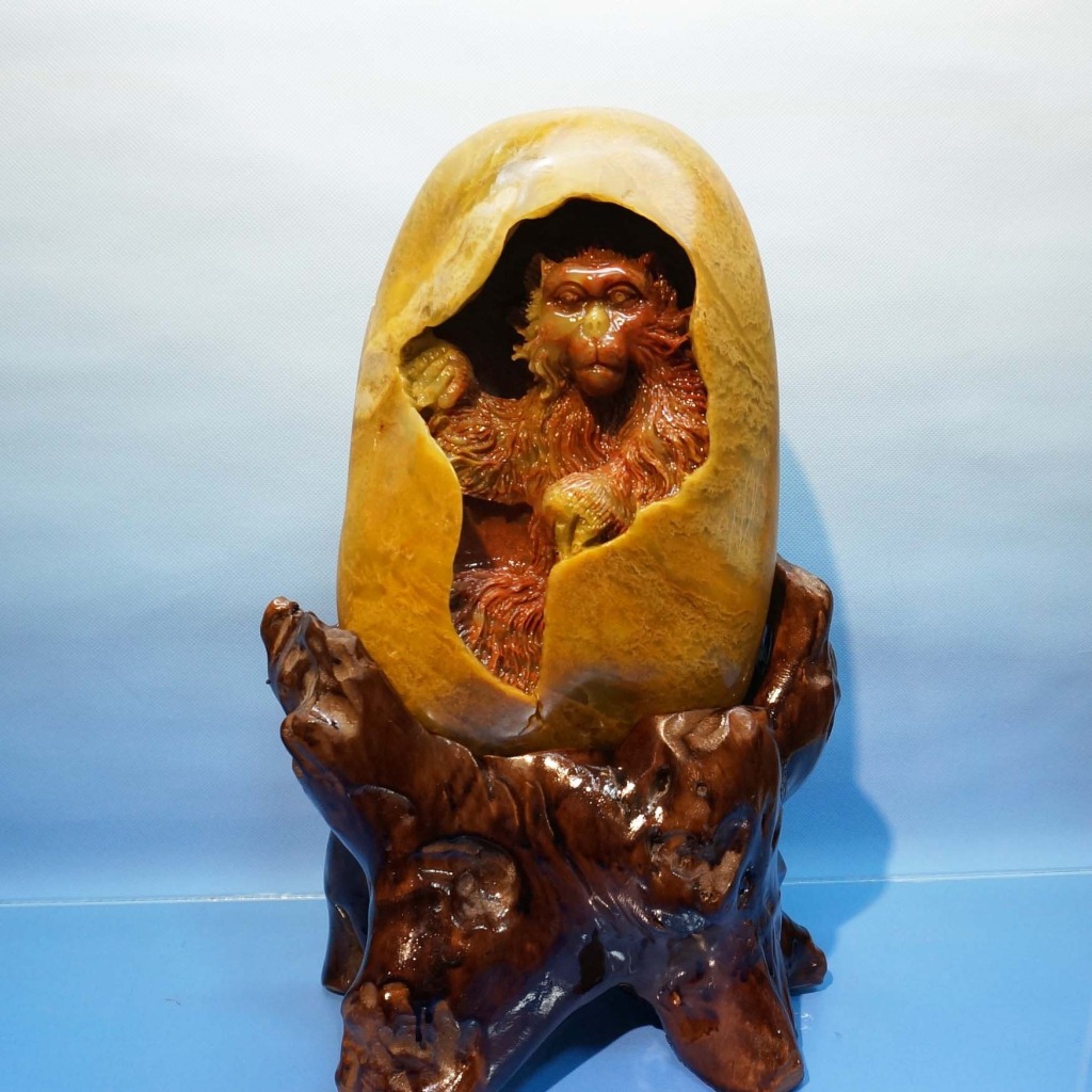 厂家批发寿山石雕刻品猴子摆件工艺品【稍色洞雕】