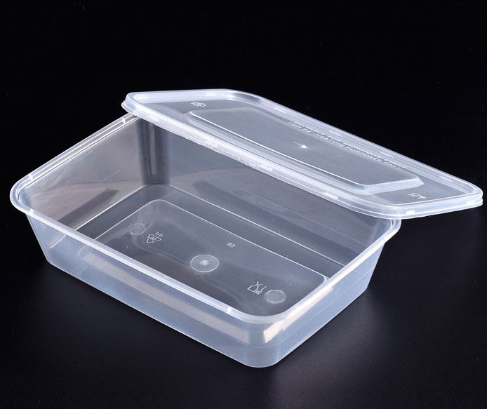 批发750ml长方形一次性透明塑料快餐盒食品餐具带盖300个透明饭盒