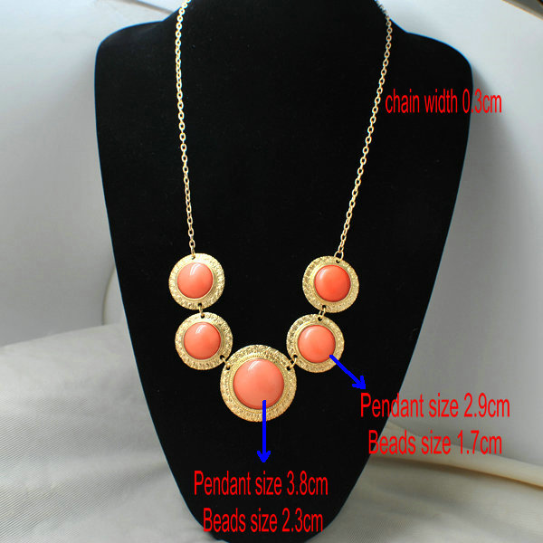 批发采购<em>毛衣链</em>-夸张欧美风项链<em>橘红色</em>合金树