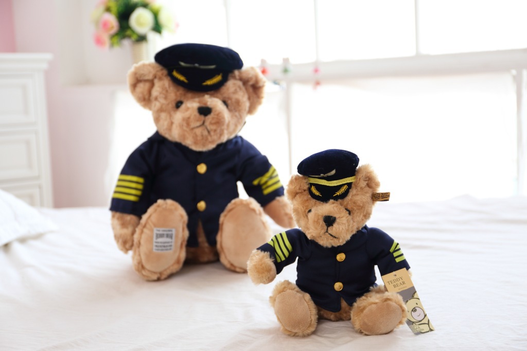 2014新品毛绒玩具泰迪熊 机长熊 空军熊 制服熊