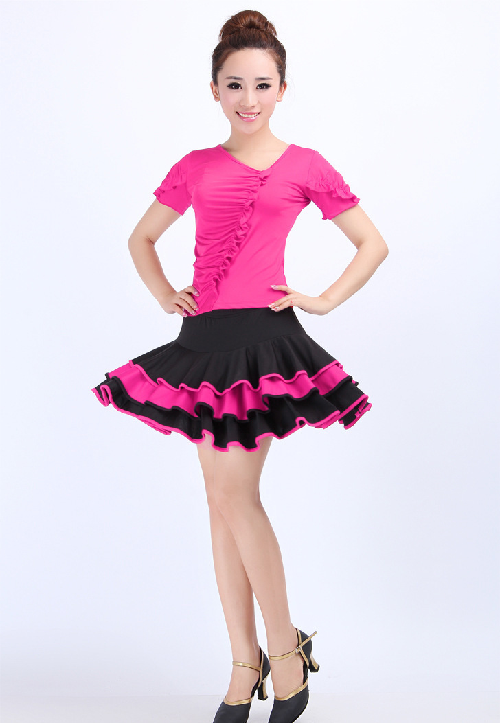 <em>拉丁舞服装</em> 新款短袖成人拉丁舞裙<em>套装</em> 女式广