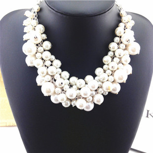 欧美时尚热卖天然珍珠精品项饰 外贸夸张项链女性高端饰品 批发